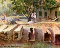 Pile of beams Eaten Out by white ants in historic India.