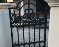 Black iron gate.