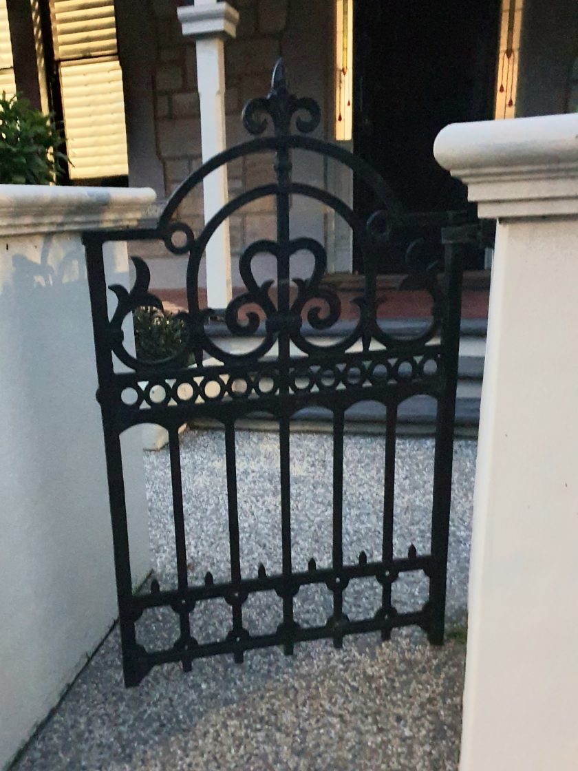 Black iron gate.