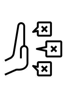 Cartoon hand resisting ideas.