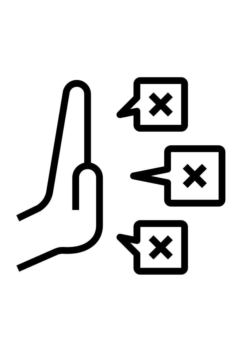 Cartoon hand resisting ideas.